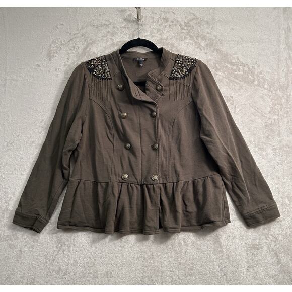 Torrid Military Style Embellished Peplum Jacket Size 3X Punk Rock Nautical - Picture 1 of 9